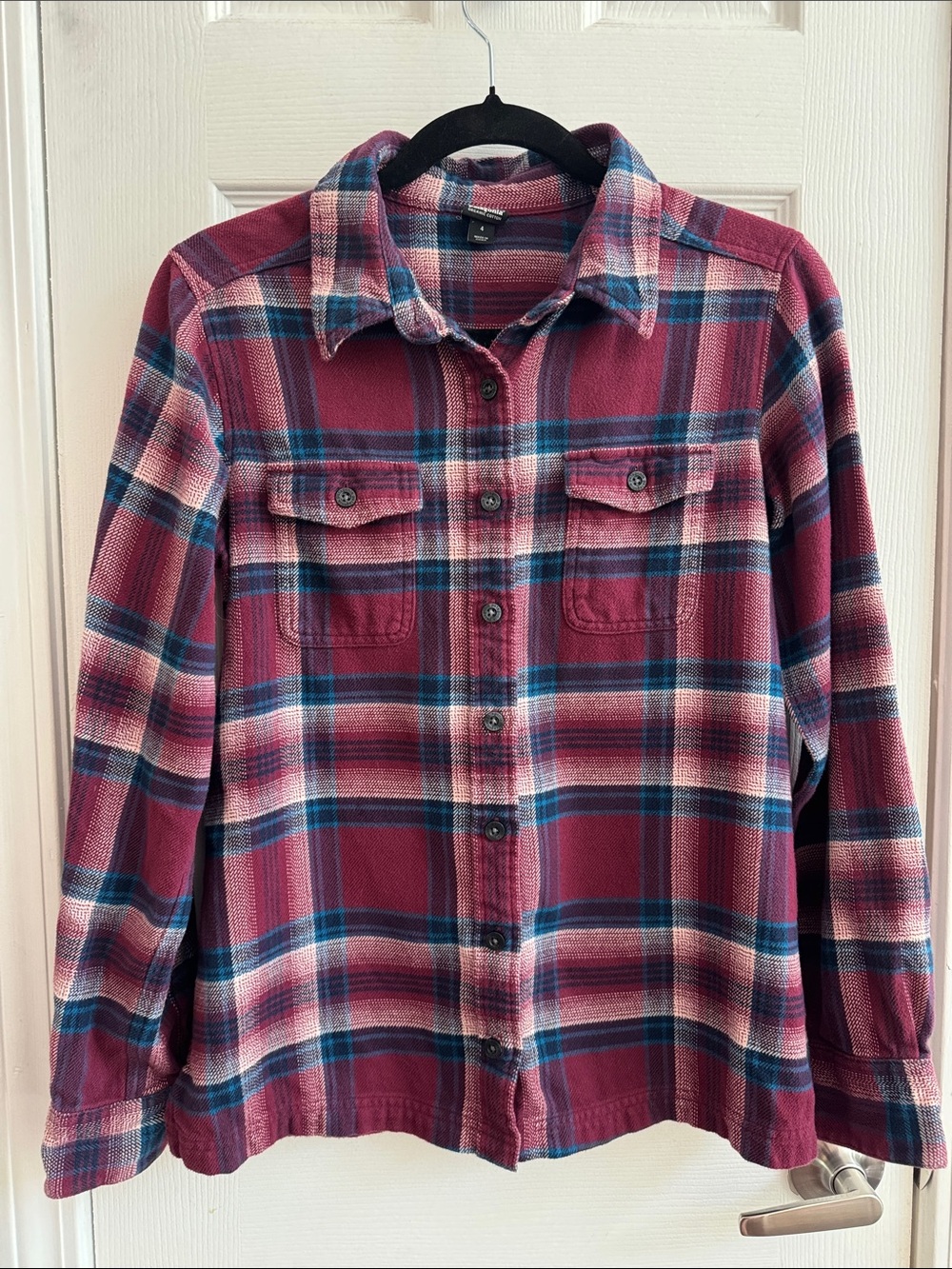 PATAGONIA Women's Flannel Organic Cotton Red Blue Outdoor Gorpcore Size 4